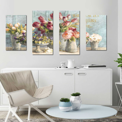 « marche des fleurs », reproduction de peinture à l’acrylique à multiples images sur toile
