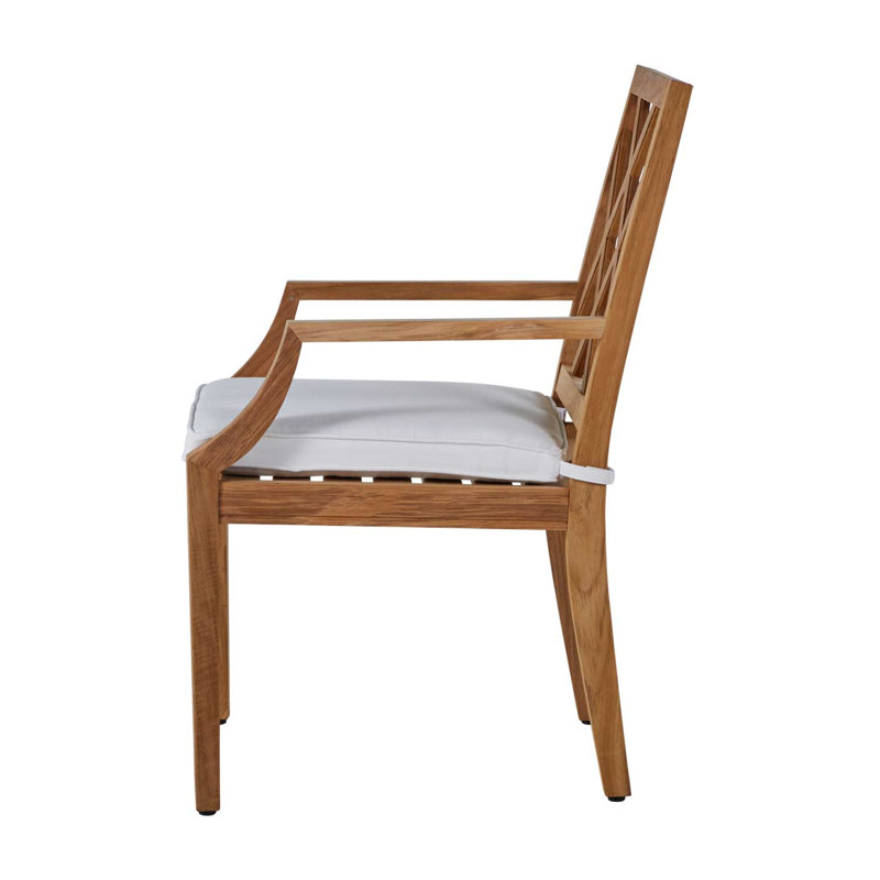 Haley Patio Dining Armchair with Cushions, Natural Teak, Natural White, Welt