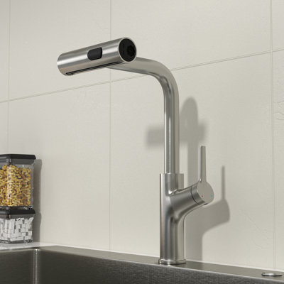 Robinet d'évier de cuisine escamotable en acier inoxydable à 4 fonctions