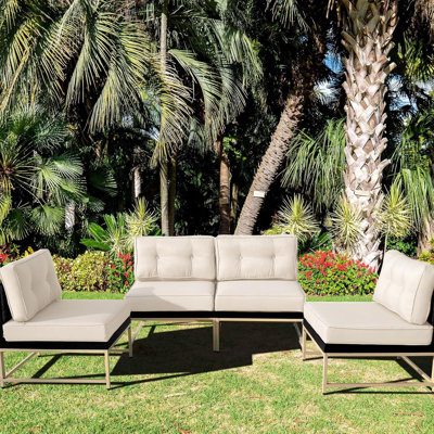 Ensemble de chaises de patio pour l'extérieur avec canapé modulaire en rotin et coussins lavables