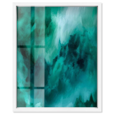 Art texturé bleu sarcelle texturé «I Shadowbox» par Art Remedy