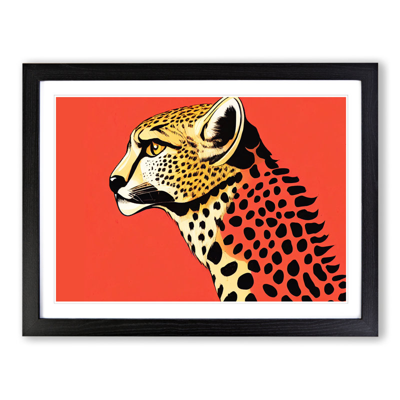 Illuminated Cheetah - Single Picture Frame Print, Black, 46cm H x 64cm W x 2cm D