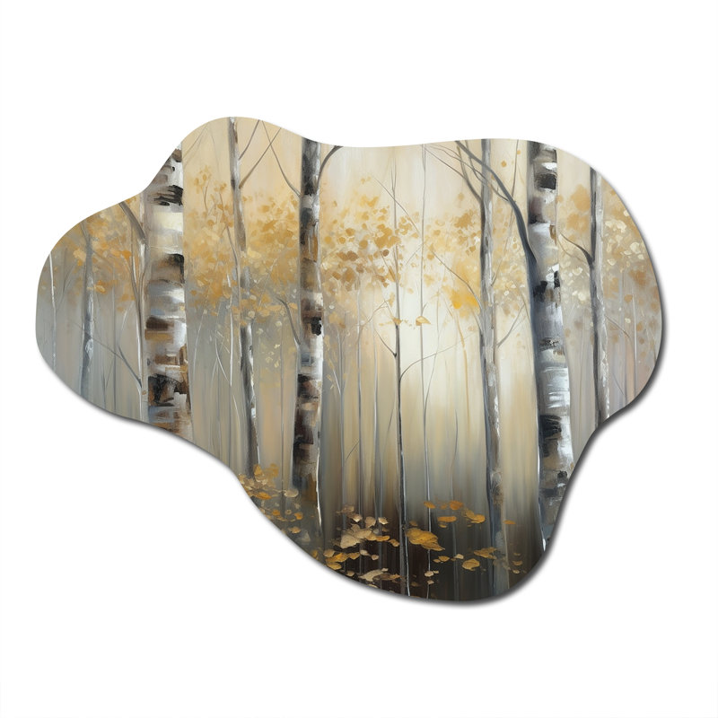«Birch Tree Dense Forest IV - Cloud Tree», art mural en métal, sculpture murale asymétrique, H 27 po x l 35 po
