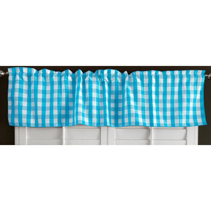 Cantonnière sur mesure l 58 po Haideh Gingham, L 58 po x L 18 po, Turquoise