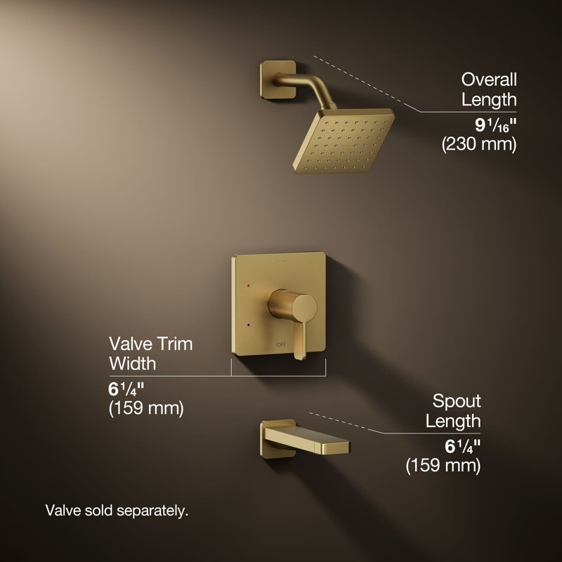 Parallel™ Pressure Balanced Tub and Shower Faucet, Vibrant Brushed Moderne Brass