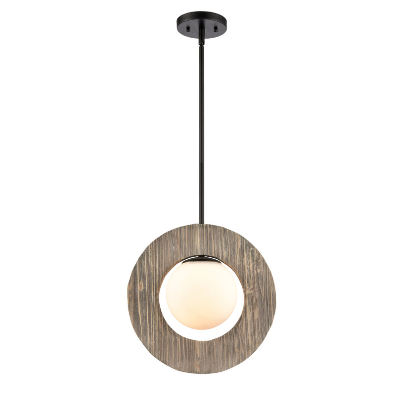 Luminaire suspendu sphère 1 lumière avec accents de bois Paden