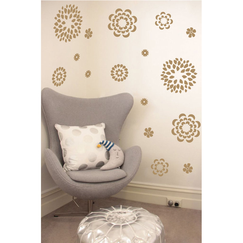 Adhésif décoratif motif floral, H 38 po x l 48 po x P 0,01 po, Brun pâle