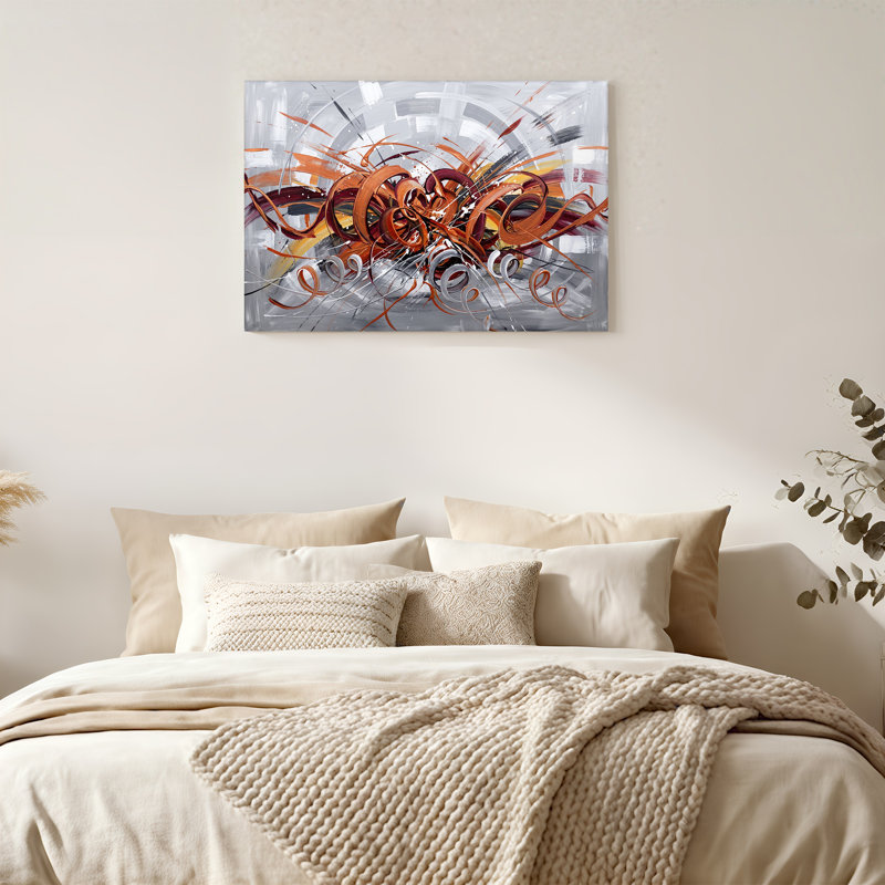 Art moderne sur toile, rubans et tourbillons abstraits modernes, H 12 po x l 18 po