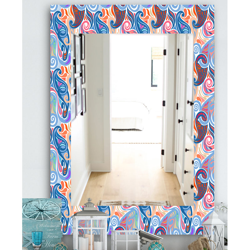 Modern Wall Mirror, 24" H x 32" W, Paisley