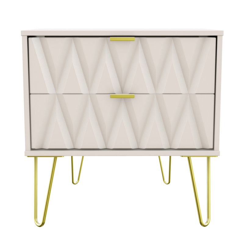 Fully Assembled Susannah 2 Drawer Bedside Table, Cream