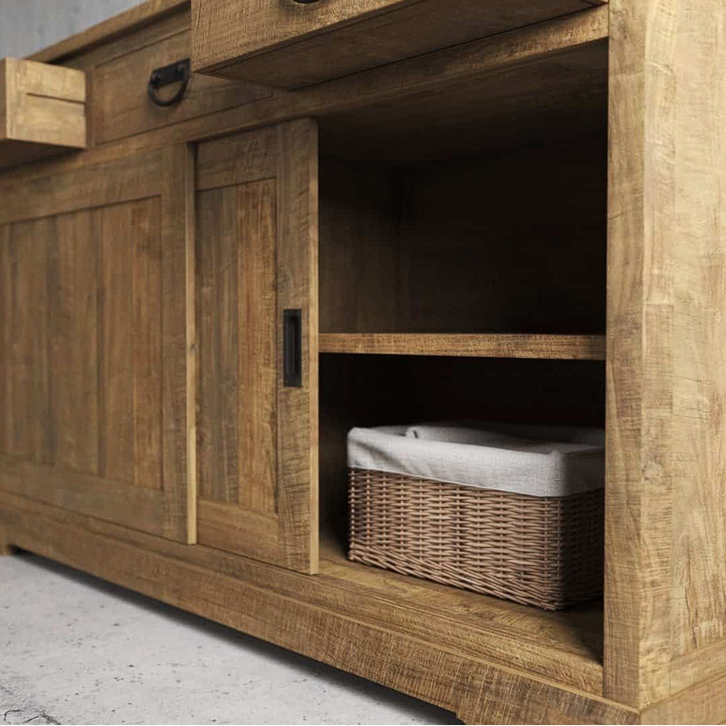 Buffet en bois massif 65,5 po
