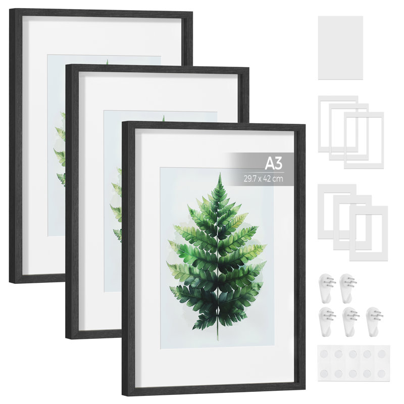 Black Storage Picture Frame - Set of 3 with Mat