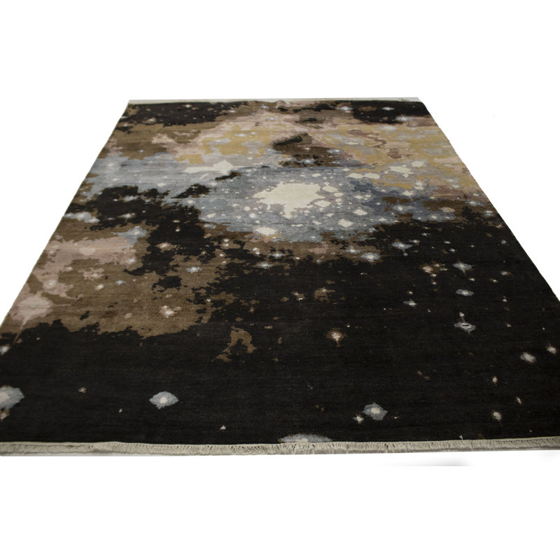 Tapis brun / gris / ivoire noué à la main