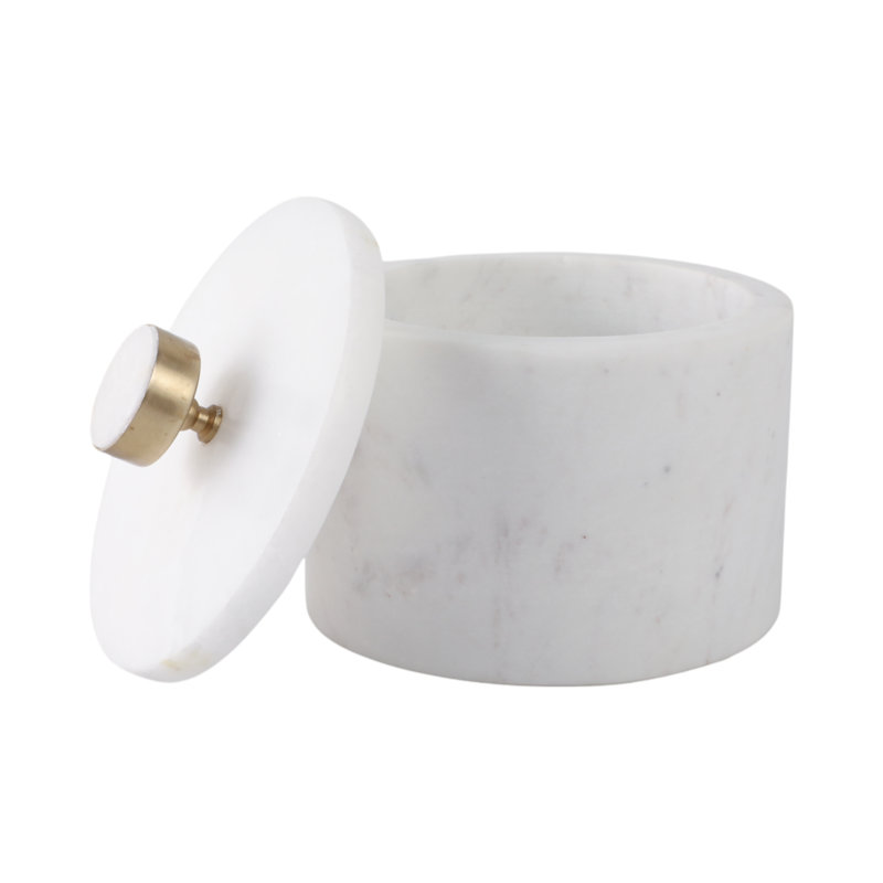 Gyneth Alabaster And Marble Box, 5" H x 6" W x 6" D