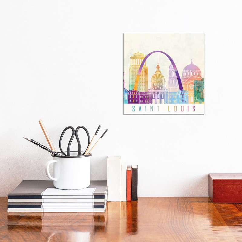 Saint Louis Landmarks Watercolour by Paul Rommer - Wrapped Canvas Painting, 30.48cm H x 30.48cm W x 1.91cm D