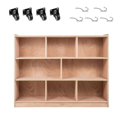 Armoire de rangement mobile à casiers, étagère de rangement à 8 compartiments, armoire de rangement à 3 étagères, casiers pour salle de classe, mobilier scolaire pour la maison, la garderie et la maternelle, naturel
