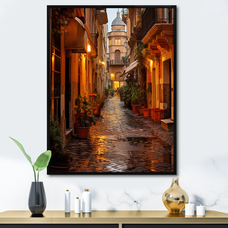 «Maighdiln Italy Eternary City Whispers», art mural pour le salon en Italie, H 20 po x l 12 po x P 1 po, Cadre flottant noir