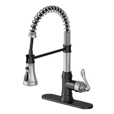  Single-Handle High-Arc Pull-Down Kitchen Faucet with Deck Plate