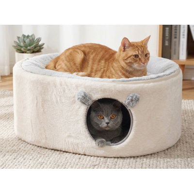 Grand lit-grotte pour chat avec housse amovible et lavable, hamac de refuge ovale pour chats, chatons et petits chiens
