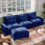 116'' Wide Modular Sectional Sofa With Removable Cushions, Ottoman, And Boucle Upholstery-119156526