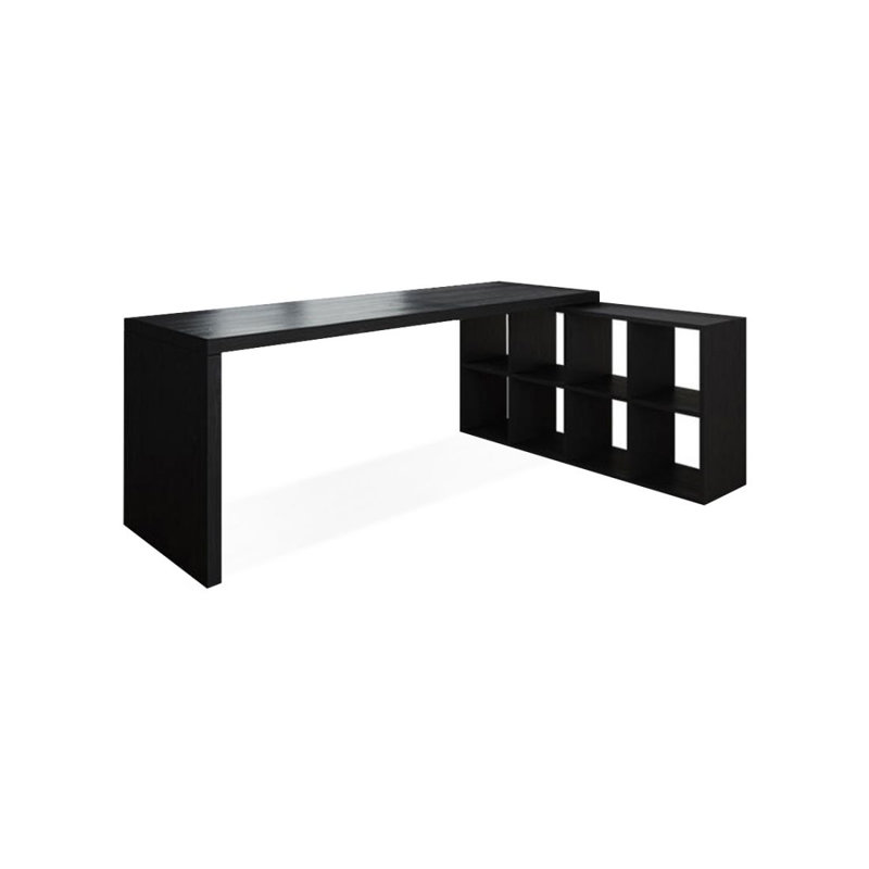 Bureau de direction en bois massif noir en forme de L, H 29,53 po x l 70,87 po x P 55,12 po, Retour à droite