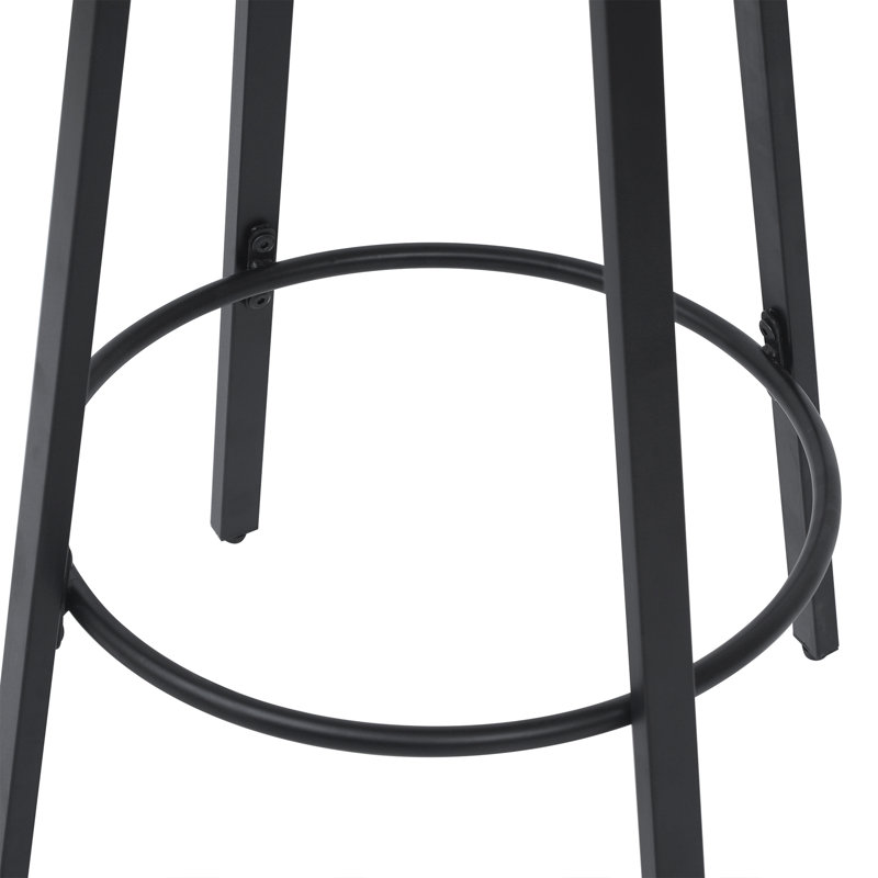 Tabourets de bar à hauteur de comptoir, chaises de cuisine tissées à la main sans dossier avec repose-pieds rond, ensemble de 2 tabourets de pub en PVC pour l'intérieur et l'extérieur (noir et blanc crème)