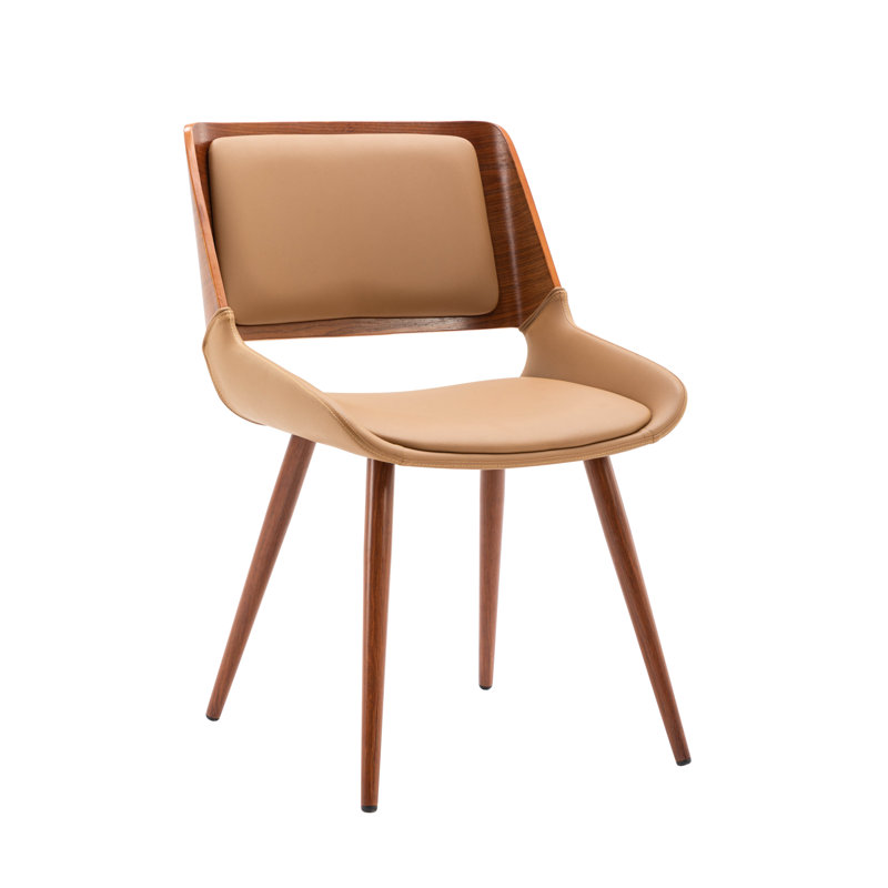 Basil Faux Leather Mid-Century Dining Chair, Natural