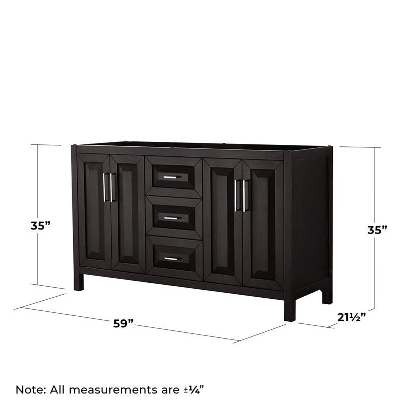 Daria 59'' W Double Bathroom Vanity Base, Dark Espresso/Polished Chrome