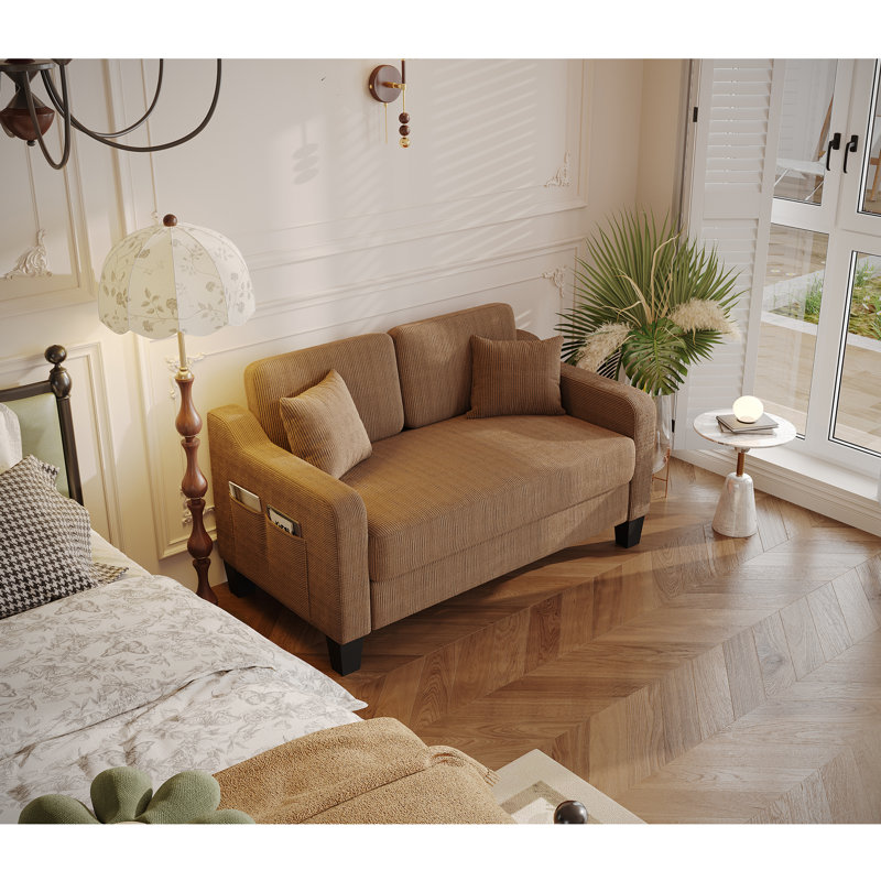 Canapé 53,9 po Corduroy, Marron clair