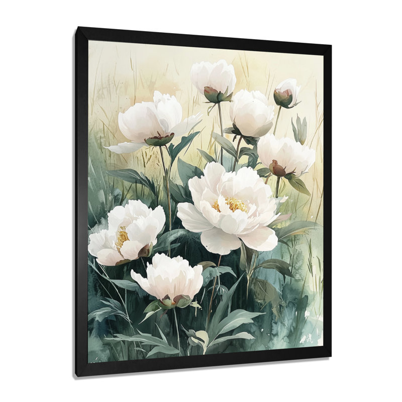Giddings - Floral Canvas Art Print, H 40 po x l 30 po, Noir, noir, noir, noir, Reproduction encadrée d'une seule photo
