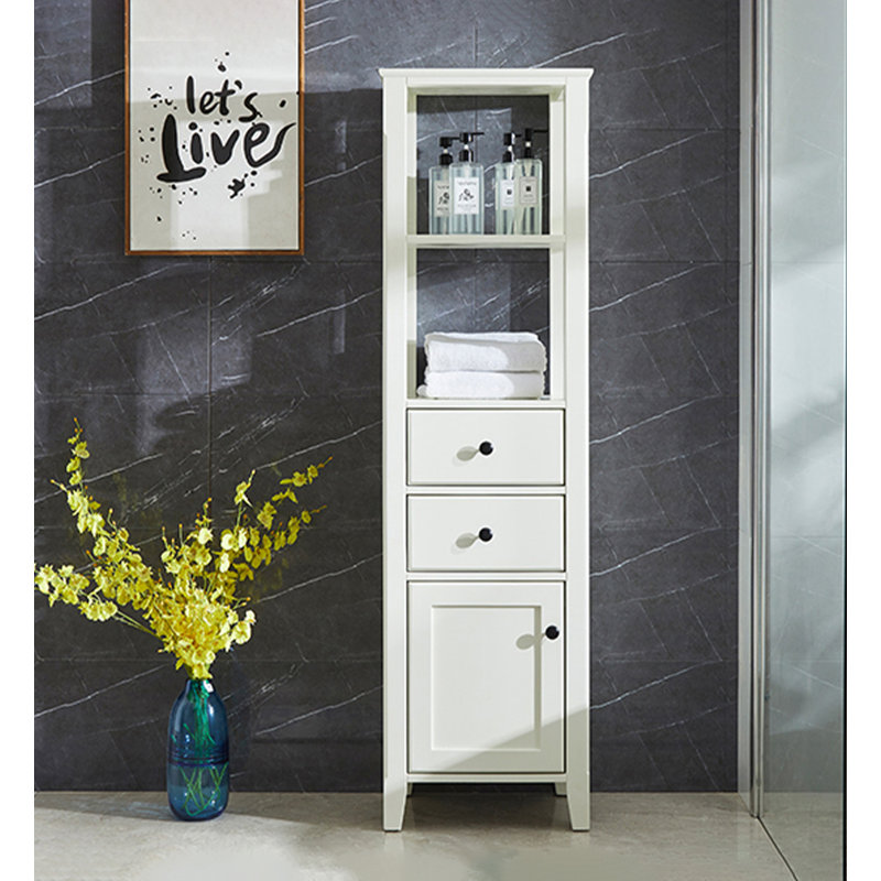 Meuble-lavabo en chêne américain, 63 "H x17.7"W x 13.8"D, Blanc