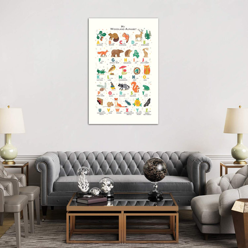 Woodland Alphabet - Wrapped Canvas Print, 152.5 cm H x 101.5 cm W