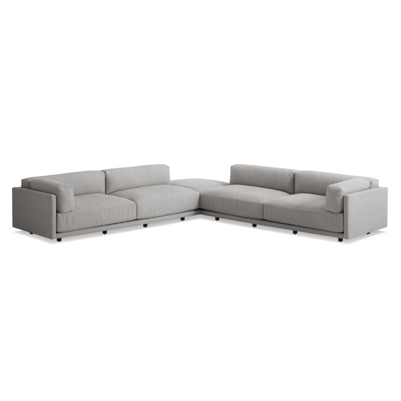 Sunday Sectional with Ottoman, Agnew Gray Textured Basketweave