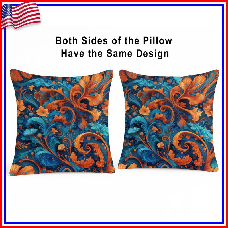 Ornate Floral Swirls Double Sided Throw Pillows, 20 x 20 inches