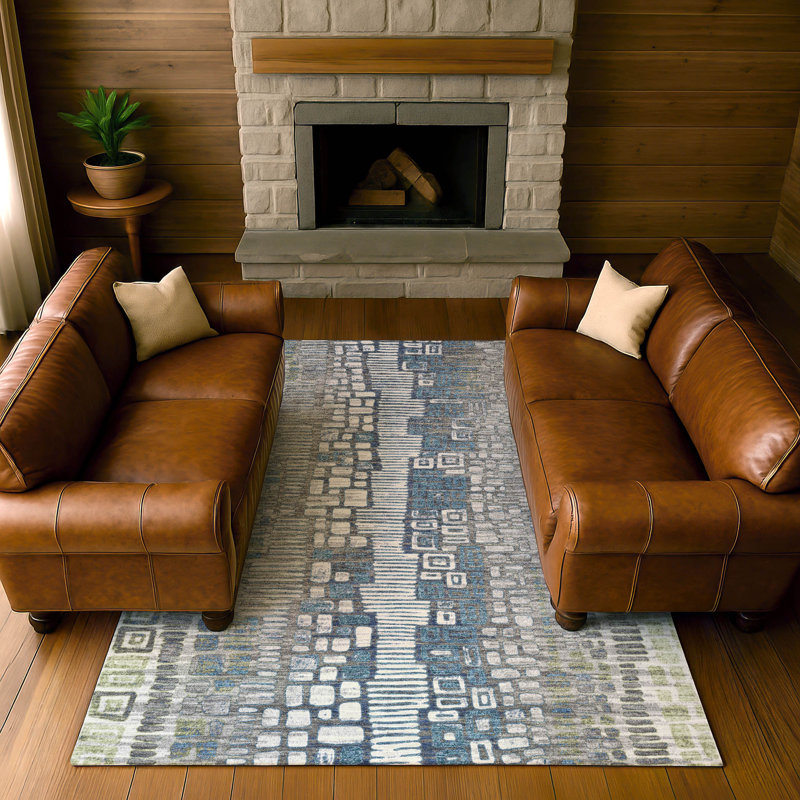 Premium Machine Washable Mayfield AMF2268 Geometric Rug, 3' x 5', Aloe