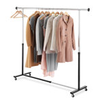 Vanesa Metal Adjustable Rolling Industrial Pipe Clothing Rack