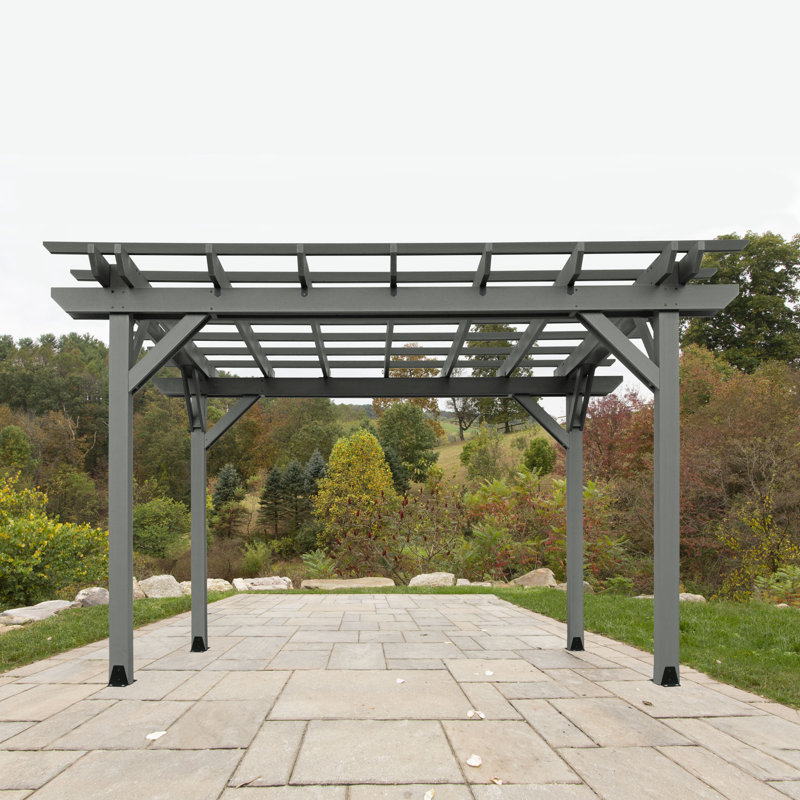 Bodhi Plastic Pergola, Coastal Teak, 12 ft. W x 12 ft. D