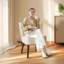 Fauteuil d'appoint en velours avec dossier à oreilles, fauteuil Mid-Century moderne avec pieds en bois