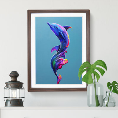 Dolphin Paint Splash No.1 - Framed Print