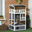 Maison pour chat d'extérieur en bois, abri pour chat avec toit d'asphalte-126485345
