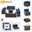 Canapé modulaire d'extérieur à dossier incliné avec 2 tables basses et foyer d'extérieur Rikuto-518326100-511477754