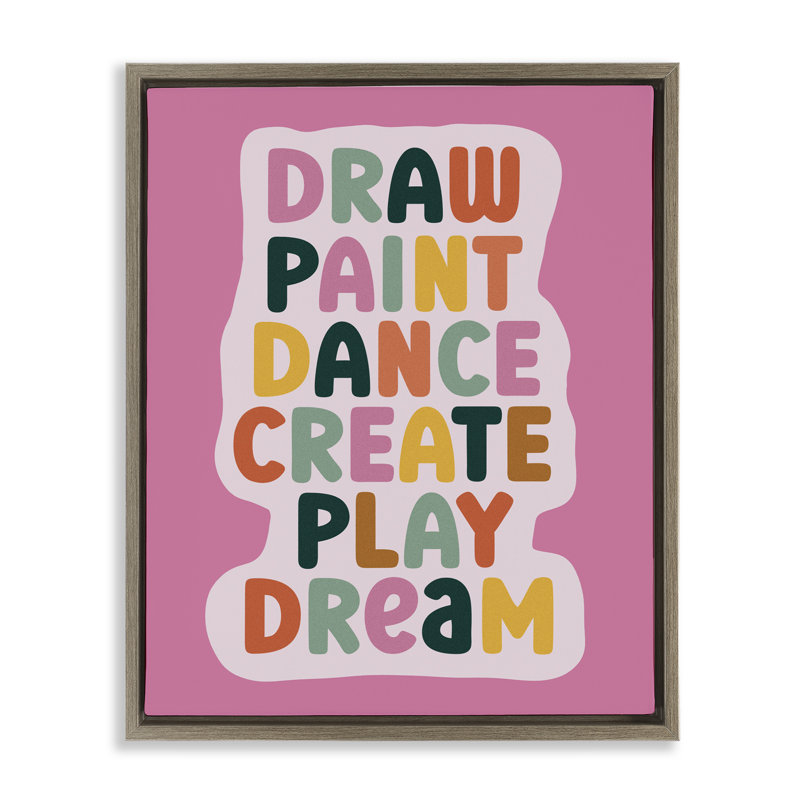 Dessiner, peindre, danser, créer un cadre flottant, design par Julia Frost, H 21 po x l 17 po, Cadre flottant orme Montalcino