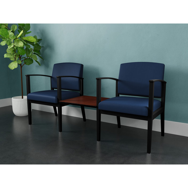 Structure tandem 2 places avec table centrale en acier Amherst, Cerise Canyon, Noir, Vinyle bleu Patriot Plus Imperial