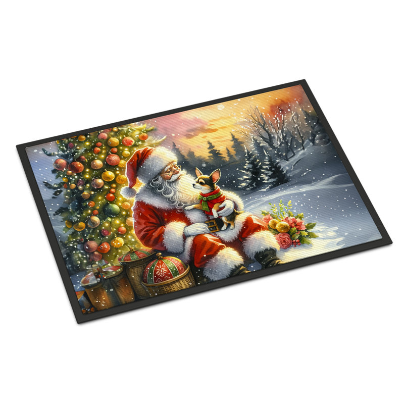 Paillasson Chihuahua and Santa Claus, L 24 po x L 36 po