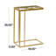 Metal side table with transparent glass top