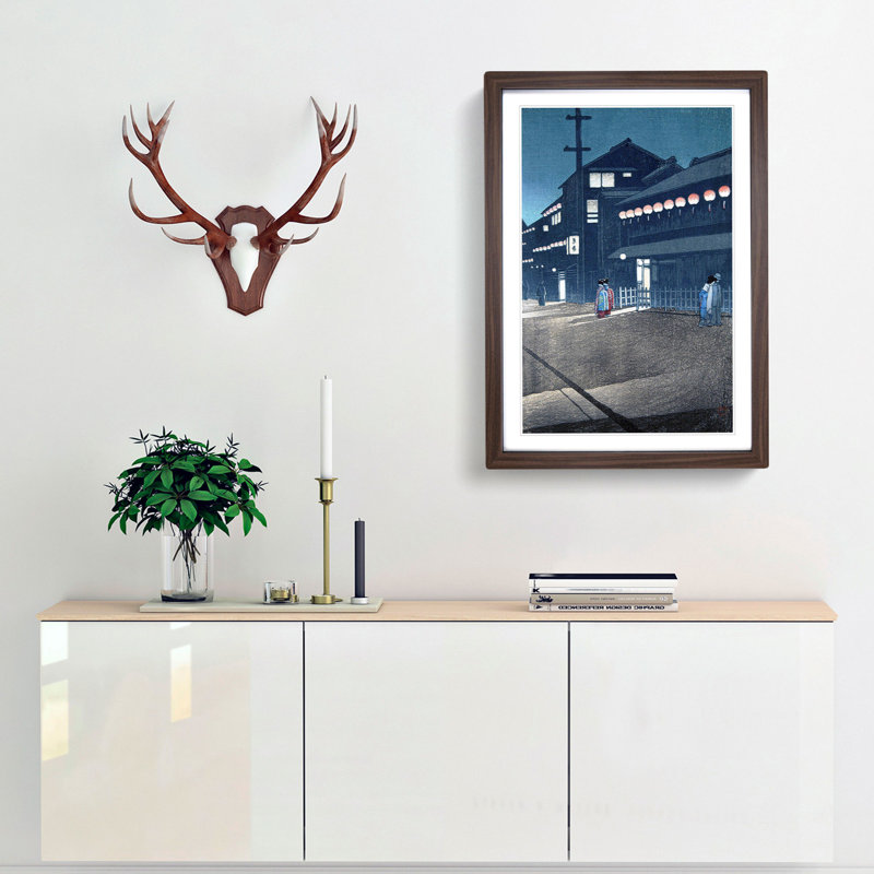 Evening by Hasui Kawase - Framed Print, Walnut Framed, 36cm H x 27cm W x 2cm D