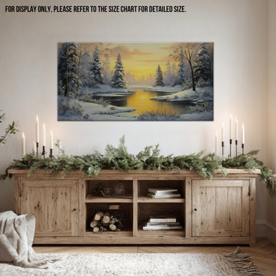 Large Winter Pictures Wall Decor - Snow Landscape Winter Scene Canvas Wall Art for Living Room, Winter Tree Forest Wall Art, Christmas Painting, Frame Wrapped Canvas Print, 20×40 inches