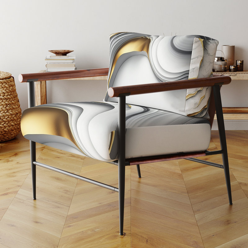 Cuscute - Fauteuil rembourré en marbre, Noir, noir, noir, noir