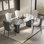 Gray Luxury Marble Rectangular Dining Table Sets