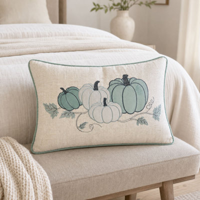 Ensemble de 2 coussins lombaires brodés à motif citrouille